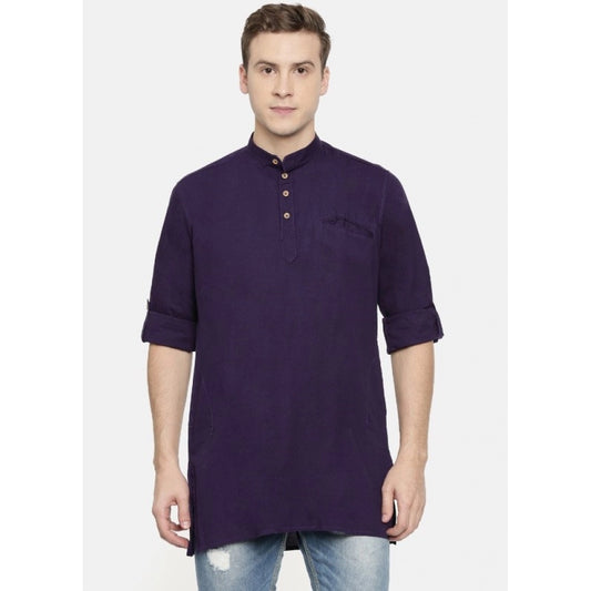 Imperial Elegance Men's Cotton Men Casual Violet Kurta Shirt (Material: Cotton, (Color:Purple)