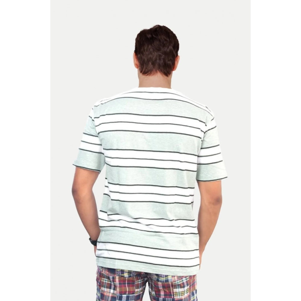 Generic Men's��Casual Half sleeve Stripped Cotton Crew Neck T-shirt (White��)