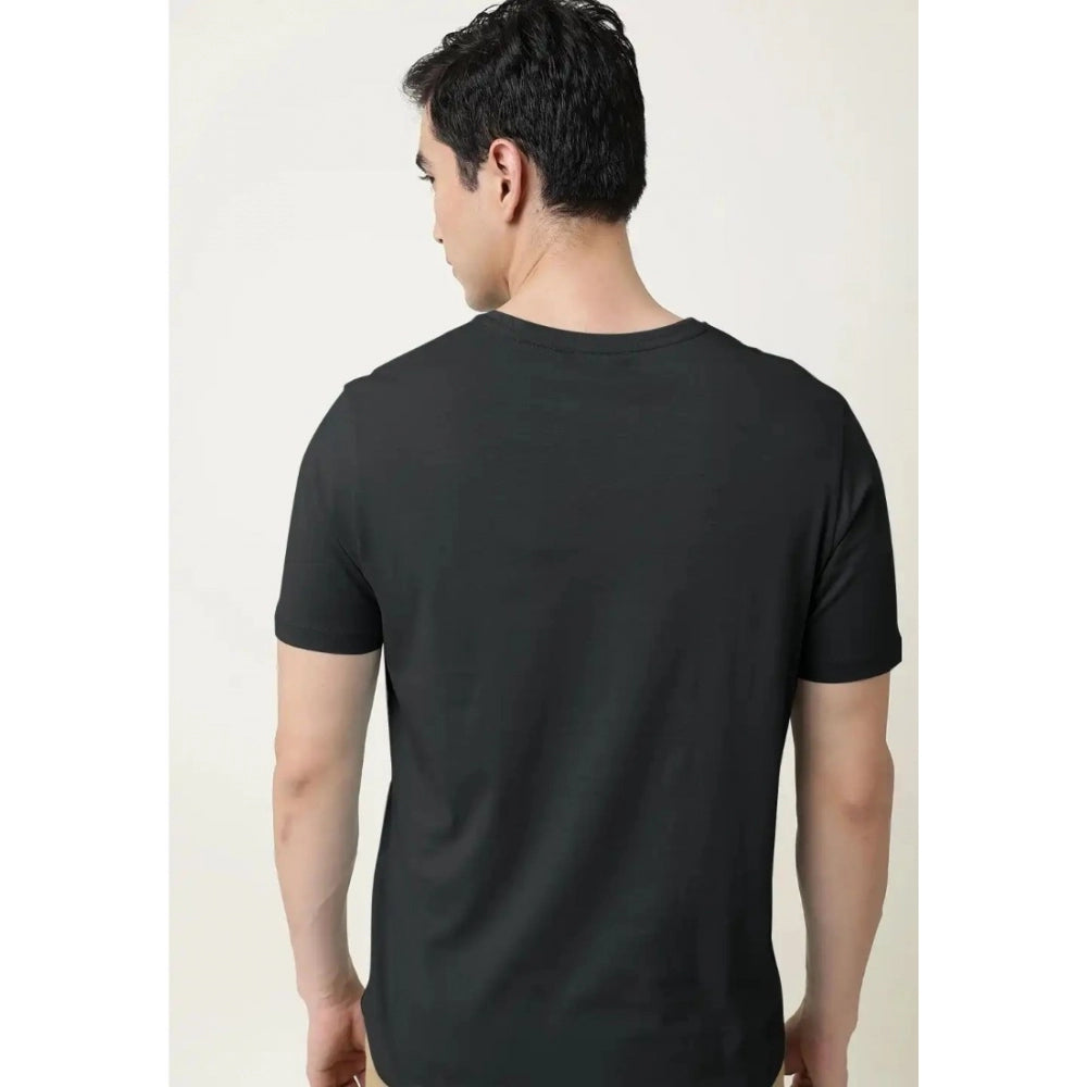 Generic Men's��Casual Half sleeve Solid��Cotton V Neck T-shirt (Black)