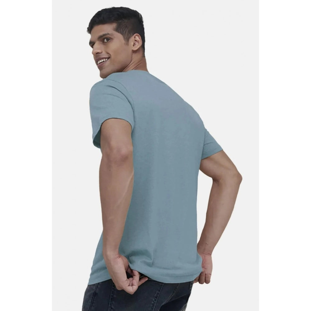 Generic Men's��Casual Half sleeve Digital Printed Cotton Crew Neck T-shirt (Teal)