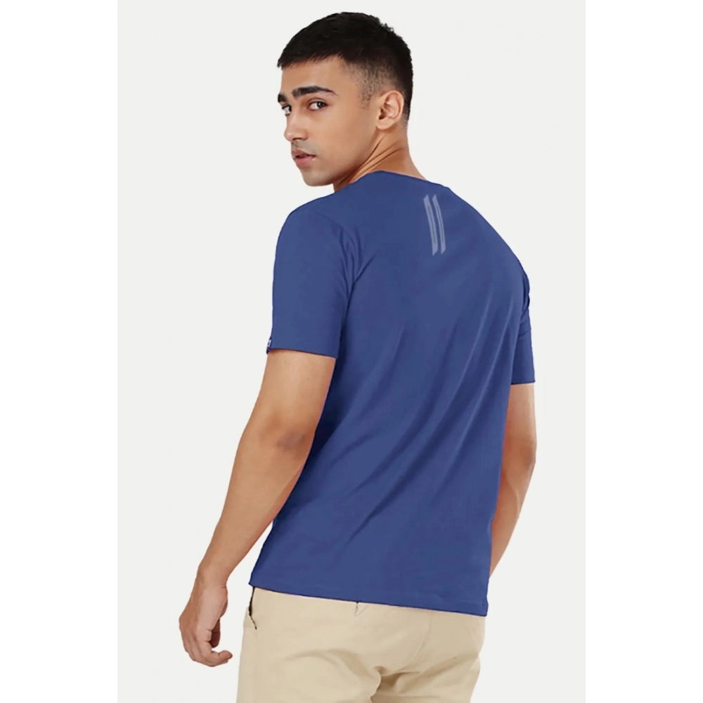 Generic Men's��Casual Half sleeve Solid��Polyester Crew Neck T-shirt (Blue)