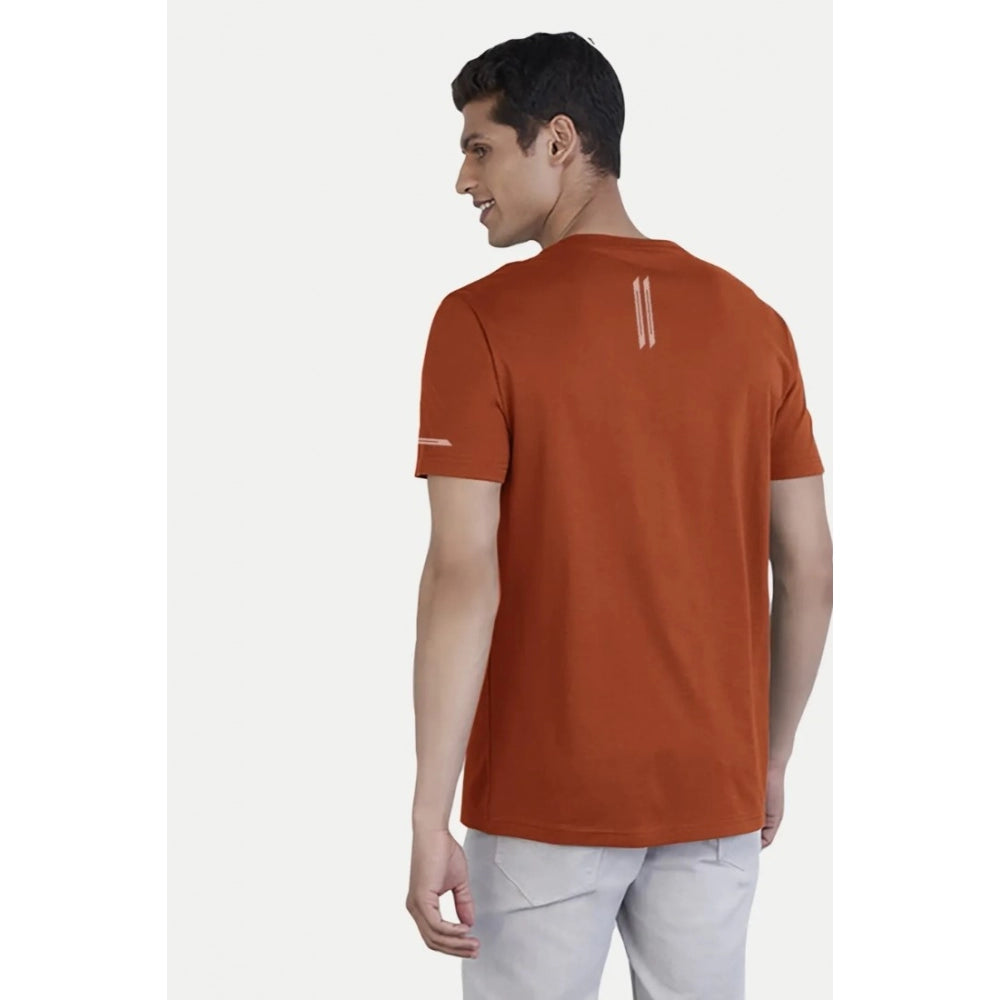 Generic Men's��Casual Half sleeve Solid��Polyester Crew Neck T-shirt (Rust)