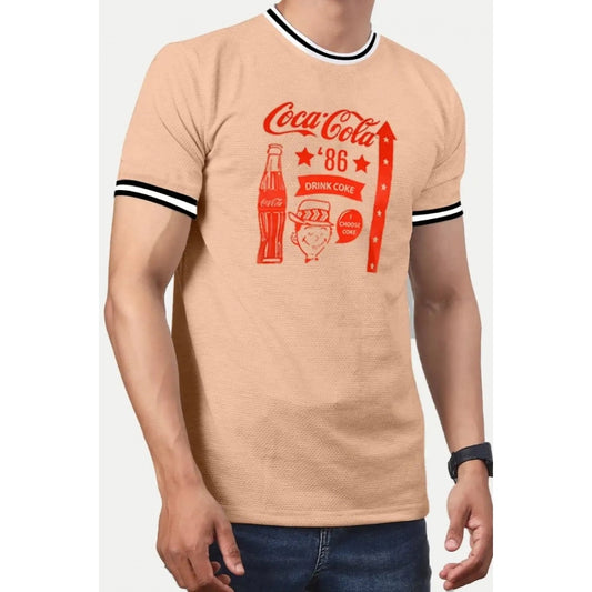 Generic Men's��Casual Half sleeve Printed Cotton Crew Neck T-shirt (Coral)