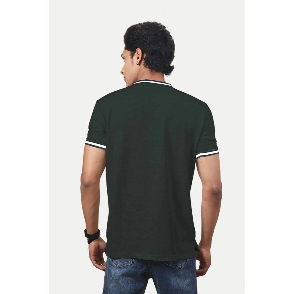 Generic Men's��Casual Half sleeve Solid��Polyester Crew Neck T-shirt (Olive)