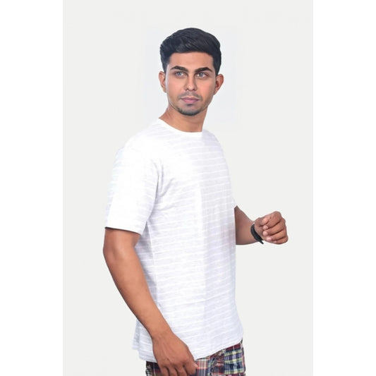 Generic Men's��Casual Half sleeve Stripped Cotton Crew Neck T-shirt (Grey��)