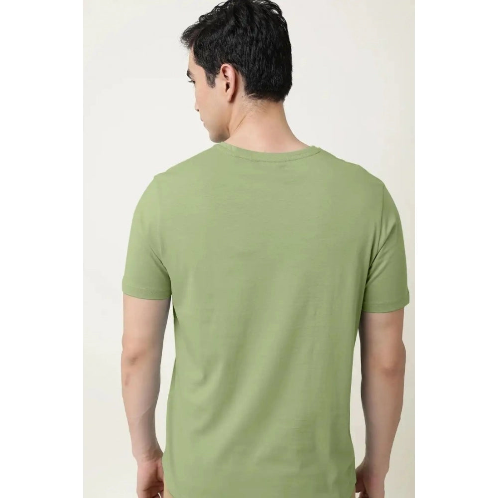 Generic Men's��Casual Half sleeve Solid��Cotton V Neck T-shirt (Pista)