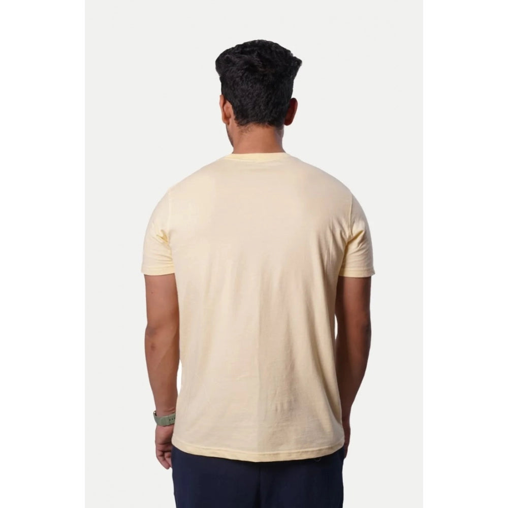 Generic Men's��Casual Half sleeve Printed Cotton Crew Neck T-shirt (Beige)
