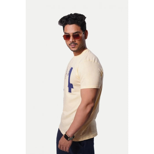 Generic Men's��Casual Half sleeve Printed Cotton Crew Neck T-shirt (Beige)