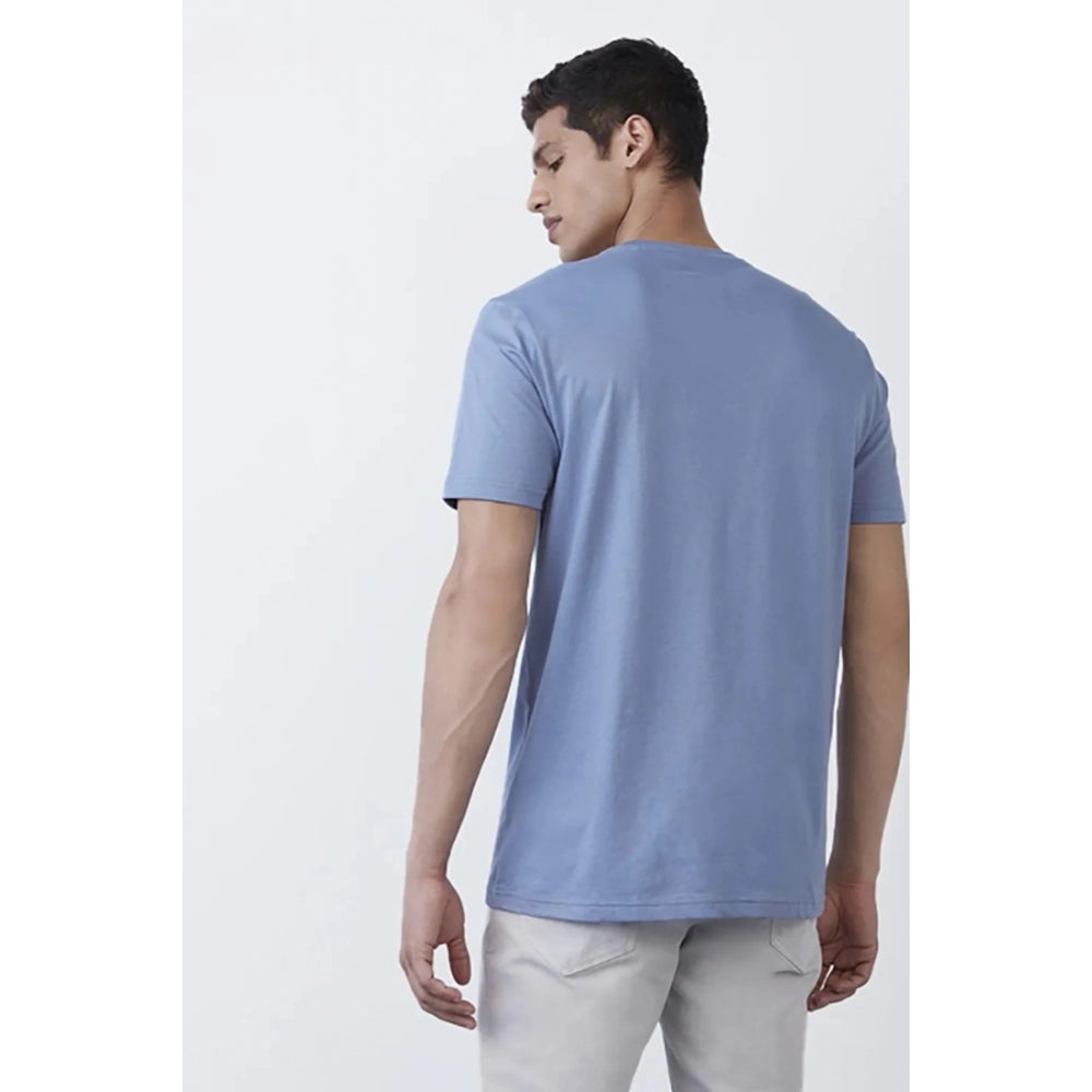 Generic Men's��Casual Half sleeve Solid��Polyester Crew Neck T-shirt (Light Blue)