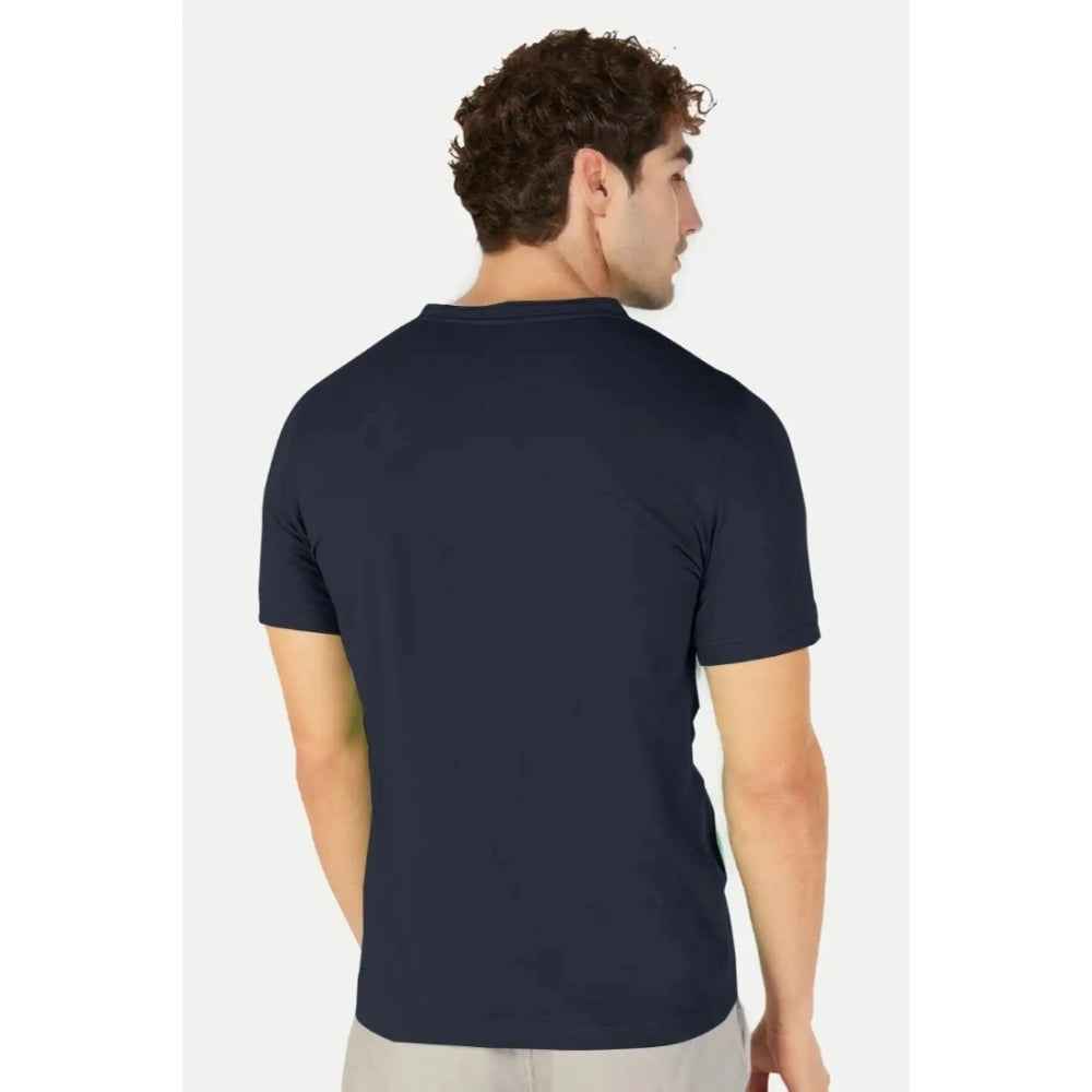 Generic Men's��Casual Half sleeve Solid��Cotton Henley Neck T-shirt (Airforce)