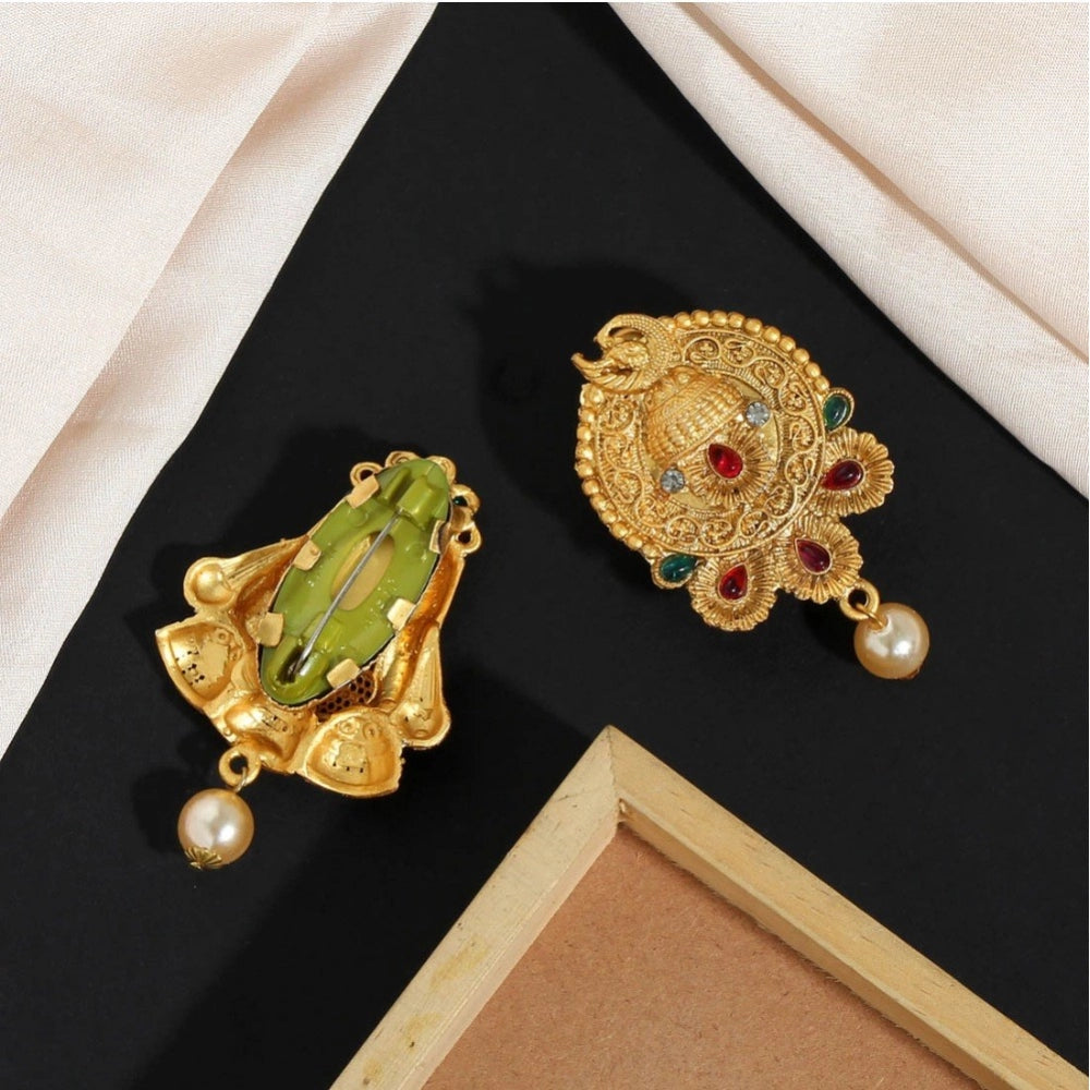 Generic Women's Maroon & Green Color Use Burkha Pin & Dupatta / Saree Pin Combo Of 4 Piece