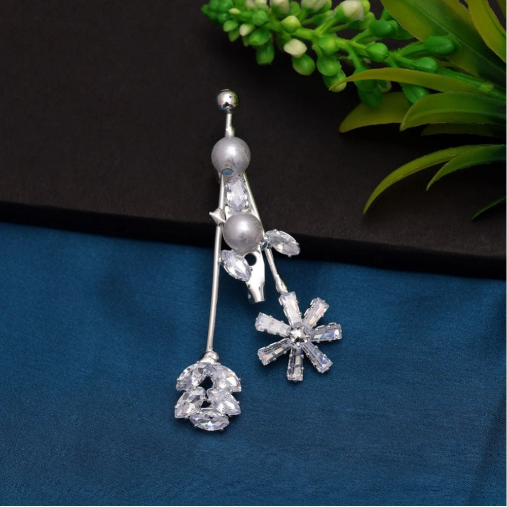 Generic Women's Silver Color Brooch Use Burkha Pin & Dupatta / Saree Pin