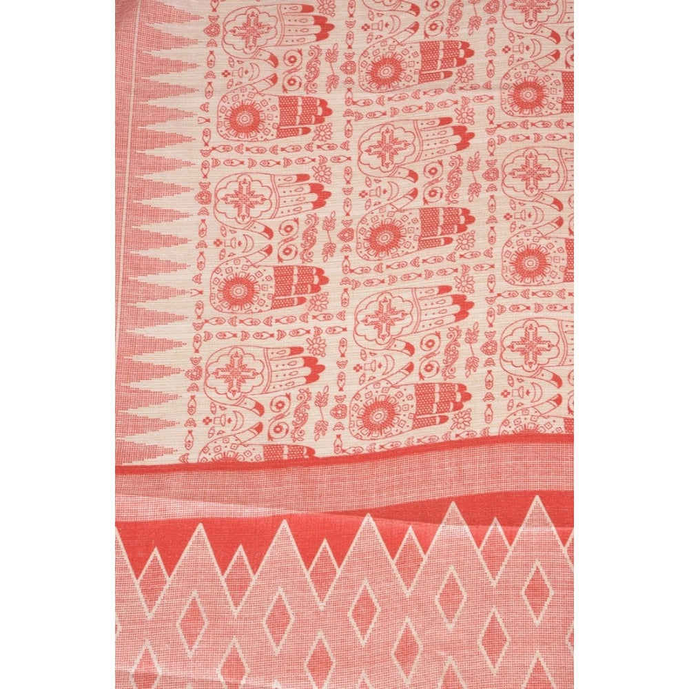 Generic Women's Art Silk Printed Dupatta (Orange, Length: 2.25 to 2.50 Mtr)