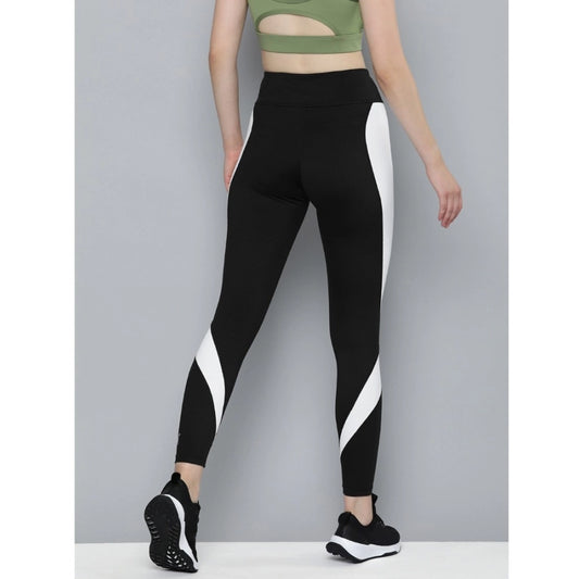 Generic Women's Polyster Solid Sport Leggings (Black & White)