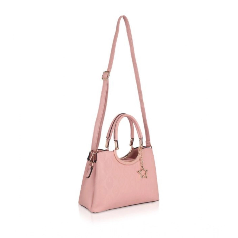 Generic Women's Faux Leather Printed Adjustable Long Belt Handbag (Pink)