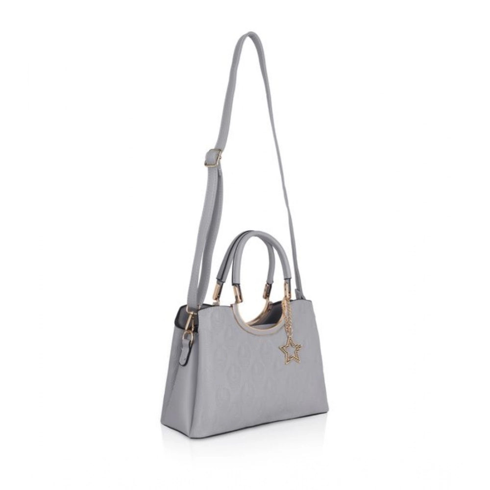 Generic Women's Faux Leather Printed Adjustable Long Belt Handbag (Grey)