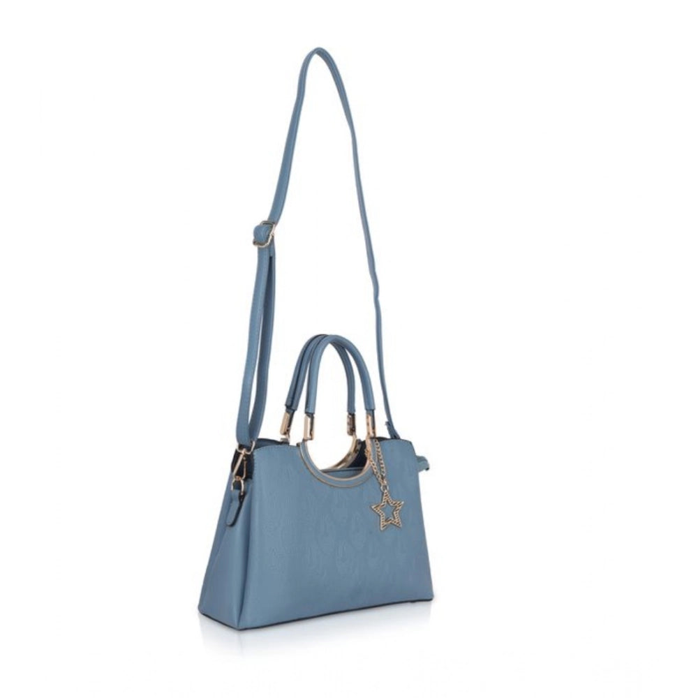 Generic Women's Faux Leather Printed Adjustable Long Belt Handbag (Blue)