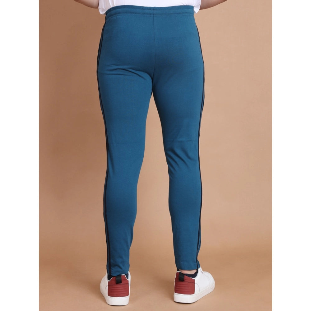 Generic Men's Casual Cotton Striped Full Length Track Pant (Blue)
