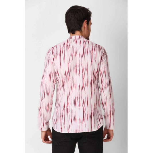 Imperial Elegance Men's Cotton Rayon Digital Printed Mandarin Collar Short Kurta (Pink)