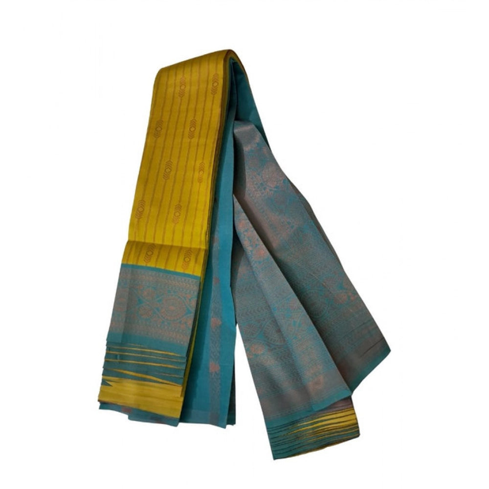 Generic Women's Soft Silk Wooven Saree With Unstitched Blouse 5.5Mtr (Musterd Yellow)
