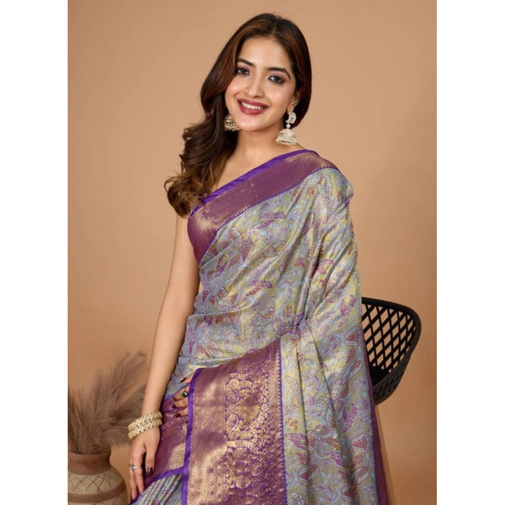 Generic Women's Jacquard Saree With Unstitched Blouse 5.5Mtr (Multicolor)