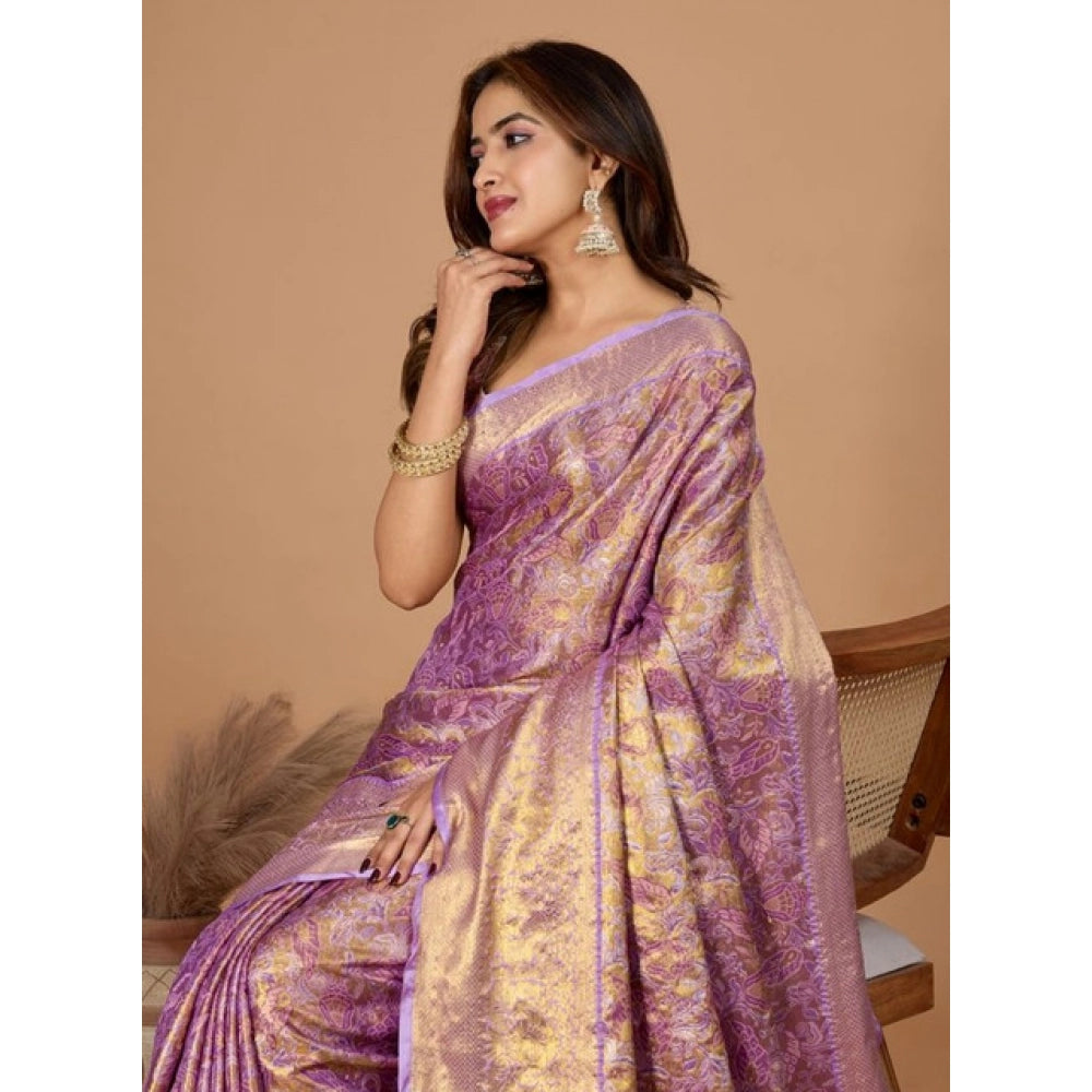 Generic Women's Jacquard Saree With Unstitched Blouse 5.5Mtr (Multicolor)