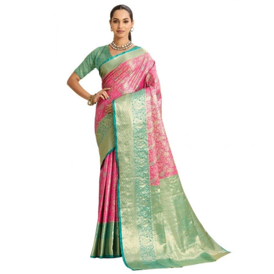 Generic Women's Faux_Banarasi_Silk Woven Saree With Unstitched Blouse 5.5Mtr (Pink)
