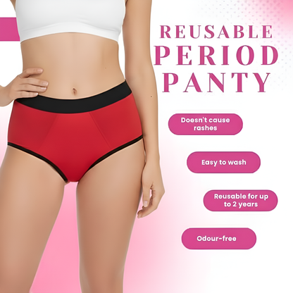 Women's Leakproof Period Panty – High Absorbency Menstrual Underwear (Red)