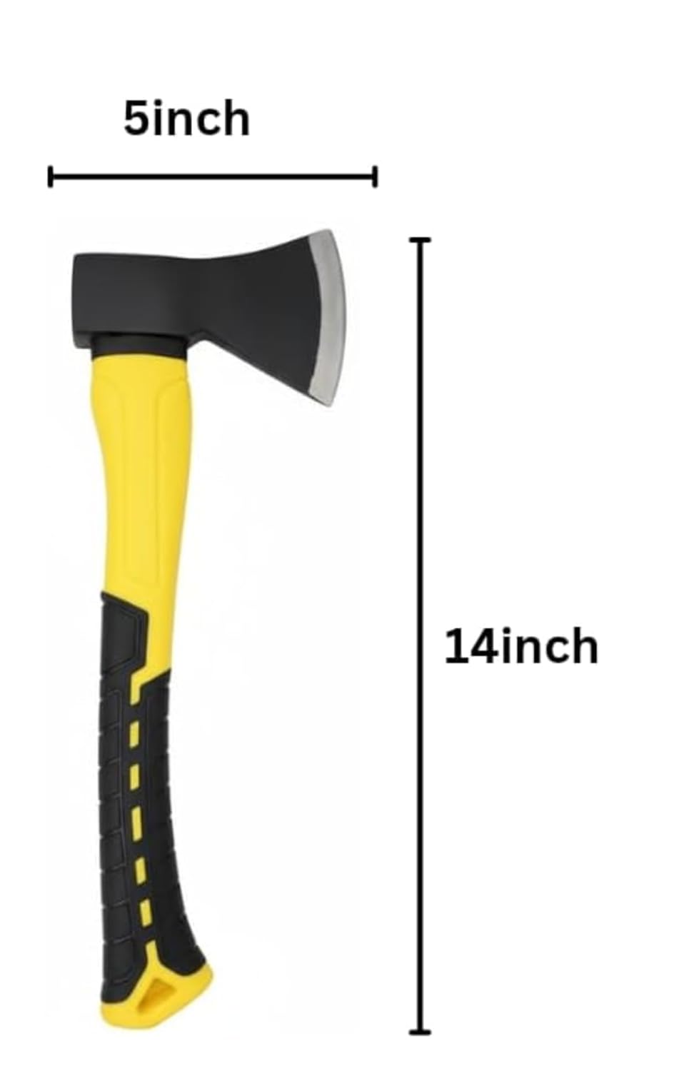 Axe with Fiberglass Handle, Yellow and Black, Non-Slip Grip, Outdoor Tool