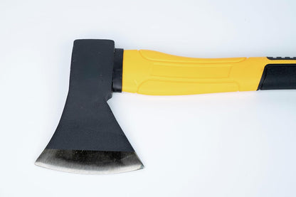 Axe with Fiberglass Handle, Yellow and Black, Non-Slip Grip, Outdoor Tool