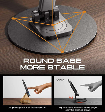 Universal Mobile Phone Holder for Car & Desk – 360° Rotating Aluminum Stand with Strong Suction Grip