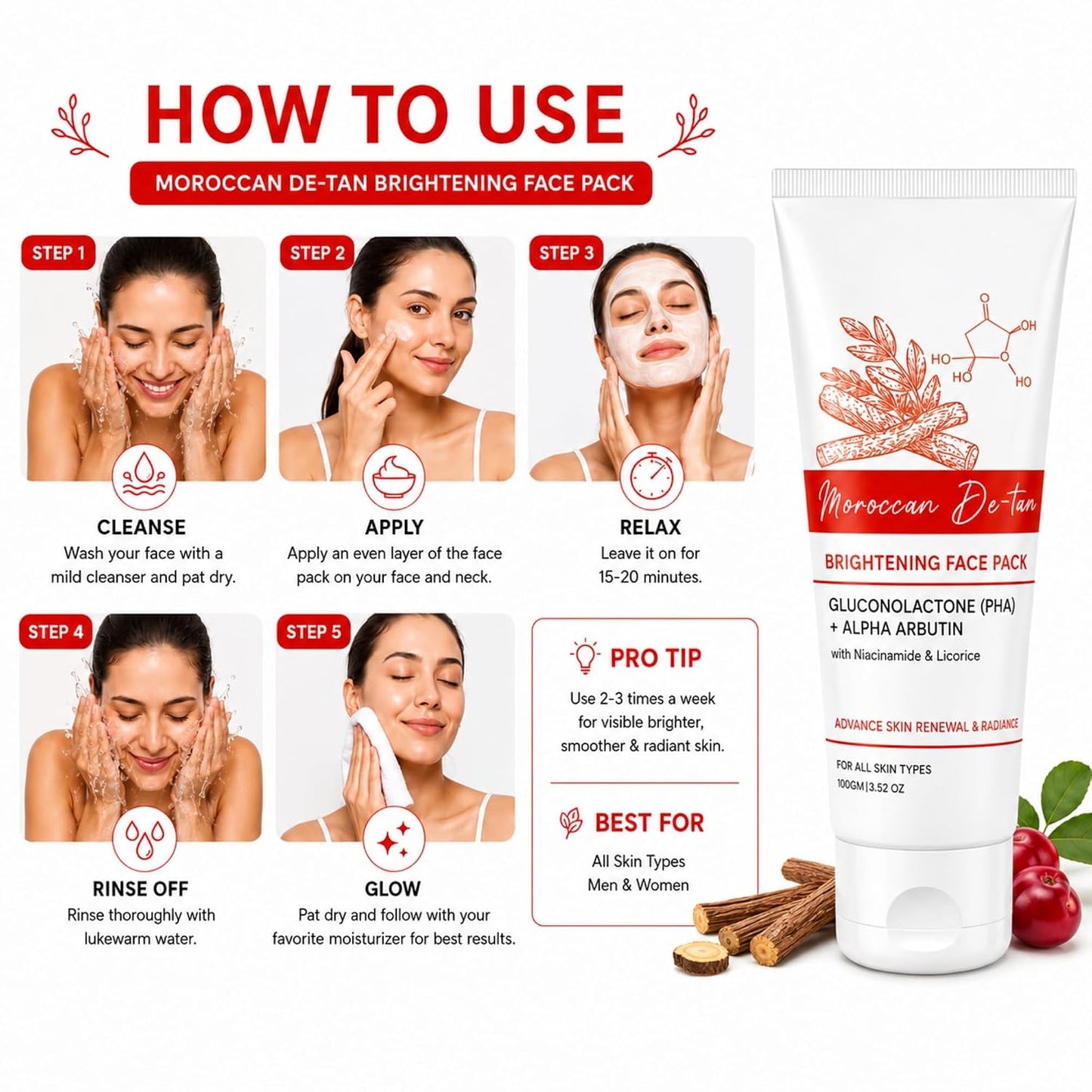 De-Tan Brightening Face Pack