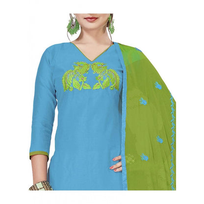 Generic Women's Modal Silk Unstitched Salwar-Suit Material With Dupatta (Sky Blue, 2 Mtr)