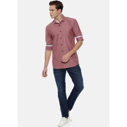 Generic Men's Cotton Slim Fit Casual Shirt (Material: Cotton, (Color:Red)