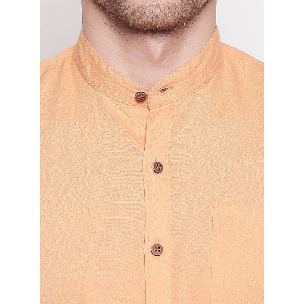 Generic Men's Cotton Casual Shirt (Material: Cotton, (Color:Orange)