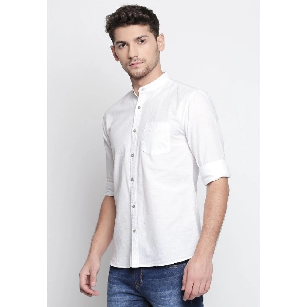 Generic Men's Cotton Slim Fit Casual Shirt (Material: Cotton, (Color:White)