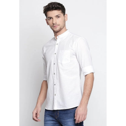 Generic Men's Cotton Slim Fit Casual Shirt (Material: Cotton, (Color:White)