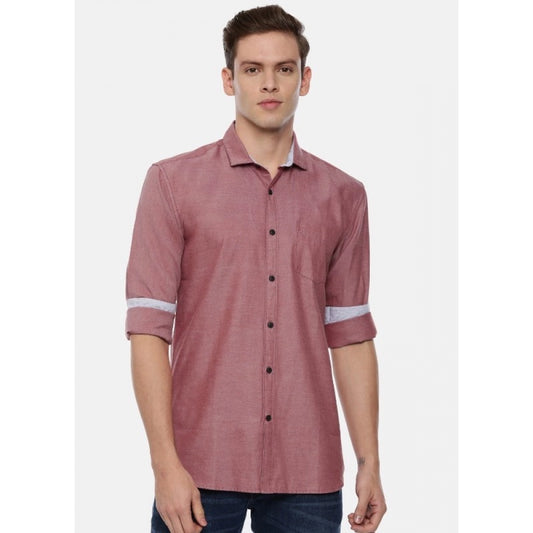 Generic Men's Cotton Slim Fit Casual Shirt (Material: Cotton, (Color:Red)
