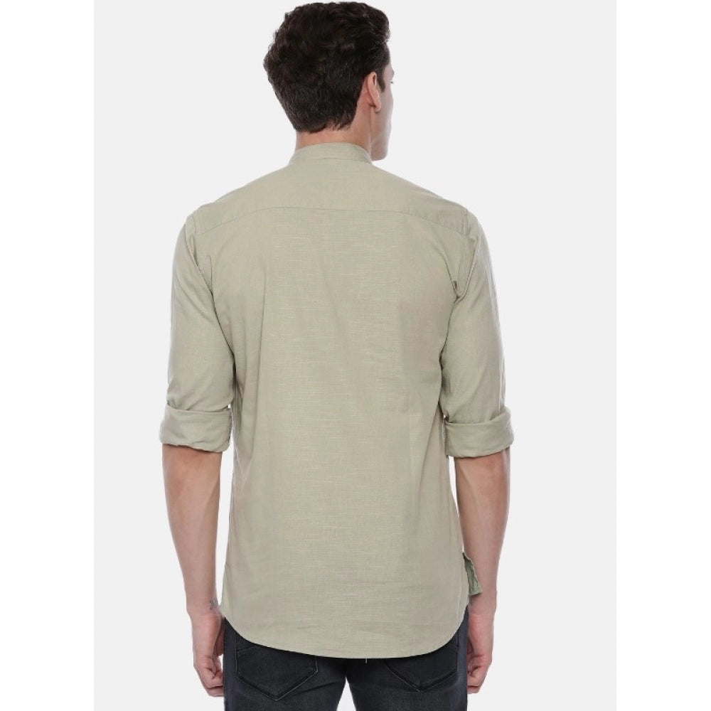 Generic Men's Cotton Slim Fit Casual Shirt (Material: Cotton, (Color:Grey)