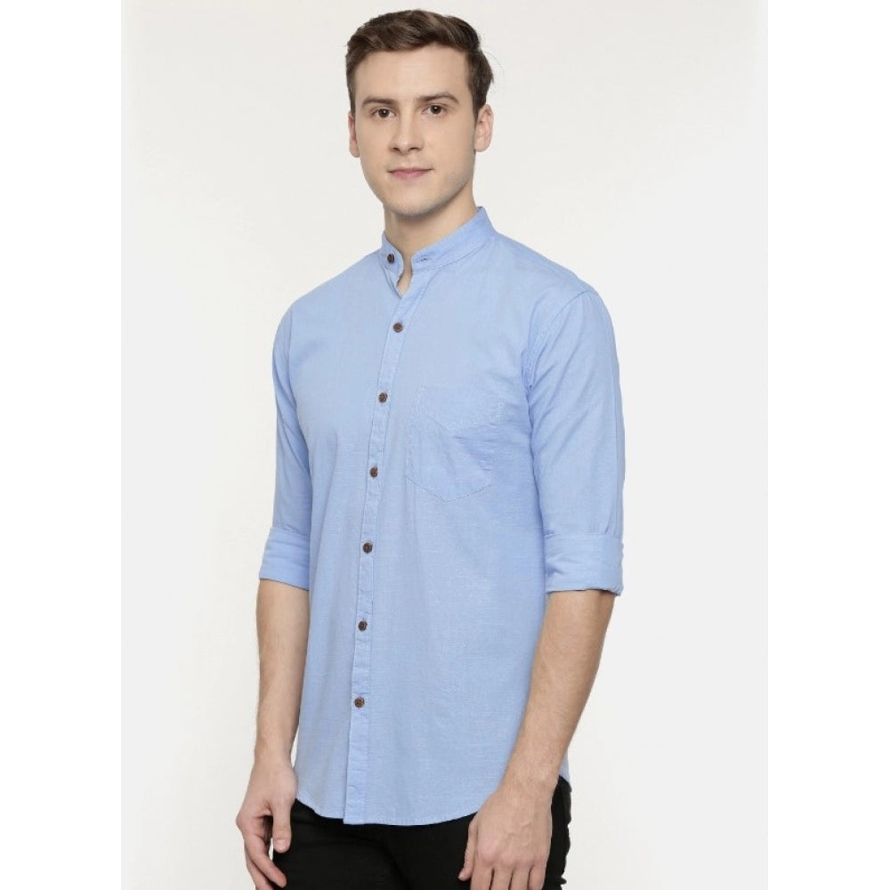 Generic Men's Cotton Casual Shirt (Material: Cotton, (Color:Light Blue)