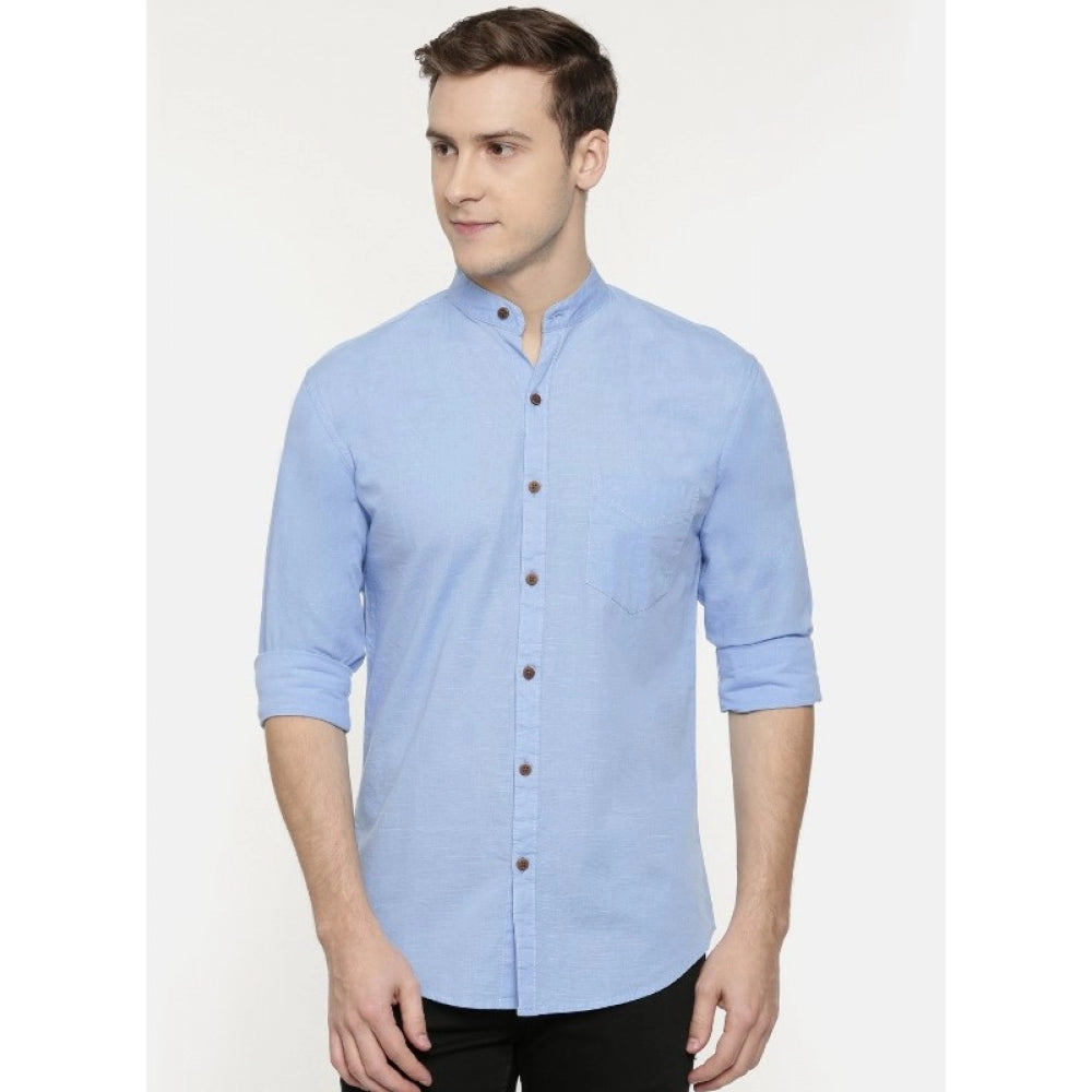 Generic Men's Cotton Casual Shirt (Material: Cotton, (Color:Light Blue)
