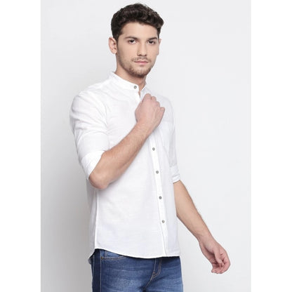 Generic Men's Cotton Slim Fit Casual Shirt (Material: Cotton, (Color:White)