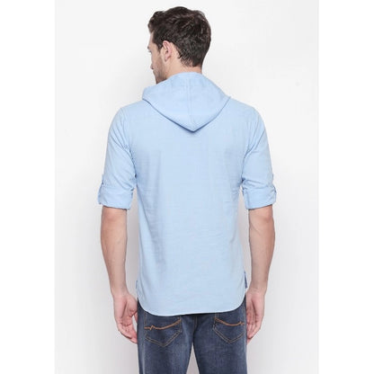 Generic Men's Cotton Casual Short Cross Kurta Shirt (Material: Cotton, (Color:Light Blue)