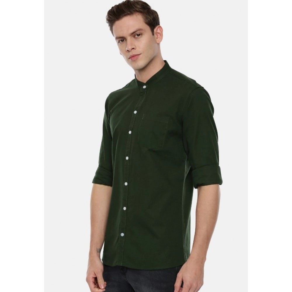 Generic Men's Cotton Slim Fit Casual Shirt (Material: Cotton, (Color:Green)