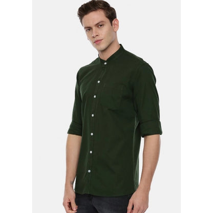 Generic Men's Cotton Slim Fit Casual Shirt (Material: Cotton, (Color:Green)