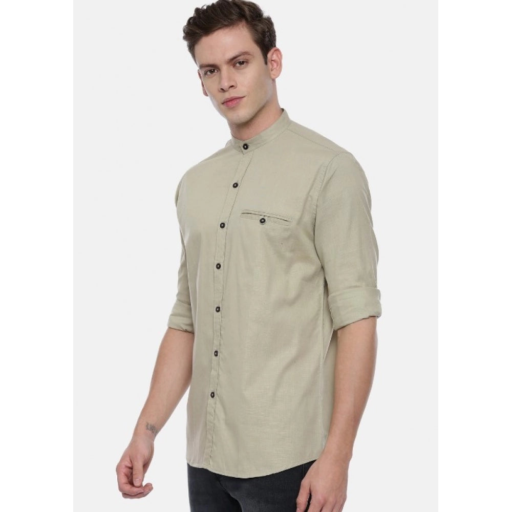 Generic Men's Cotton Slim Fit Casual Shirt (Material: Cotton, (Color:Grey)