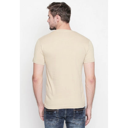 Generic Men's Cotton Slim Fit Half Sleeve T-Shirt (Material: Cotton, (Color:Beige)