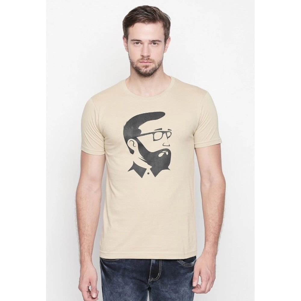 Generic Men's Cotton Slim Fit Half Sleeve T-Shirt (Material: Cotton, (Color:Beige)