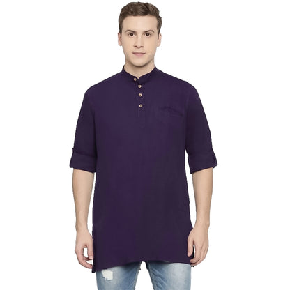 Generic Men's Cotton Men Casual Violet Kurta Shirt (Material: Cotton, (Color:Purple)