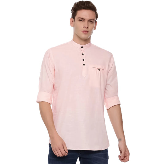 Generic Men's Cotton Slim Fit Casual Shirt (Material: Cotton, (Color:Pink)